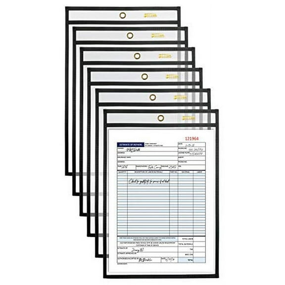 Shop Ticket Holders, 6 x 9 Inches, Both Sides Clear, Stitched Black Edge Trim, by Better Office Products, 20 Pack