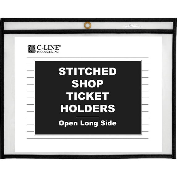 Shop Ticket Holders, Stitched, Both Sides Clear, 75 Sheets, 12 X 9, 25/box | Bundle of 5 Boxes