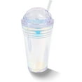 thumbnail image 1 of UWU SHOP Reusable Cup 560 ml White Crystal Dome Lid Plastic Tumbler, 1 of 5