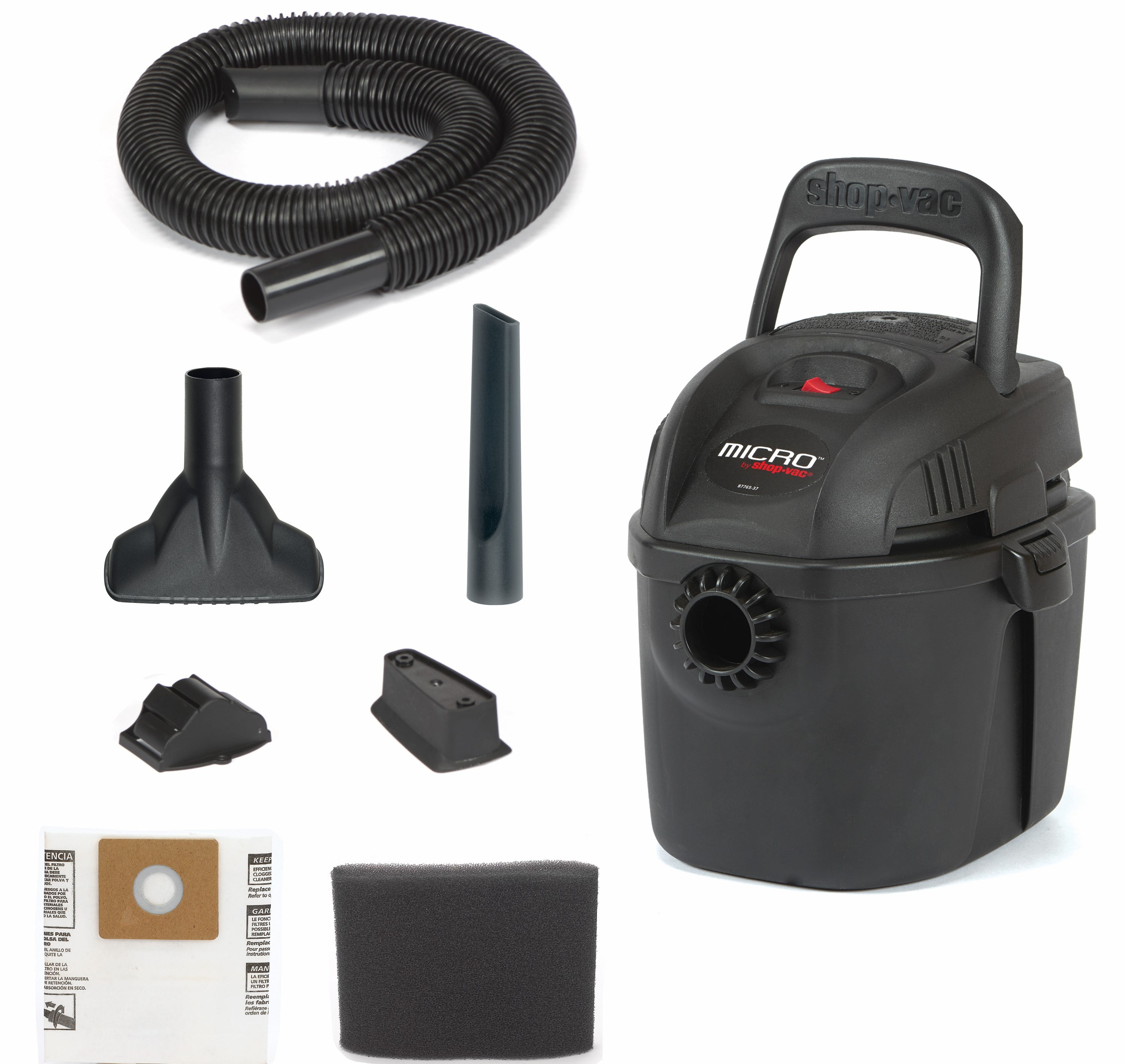 Black Portable Micro Wet Dry Vacuum with Accessories