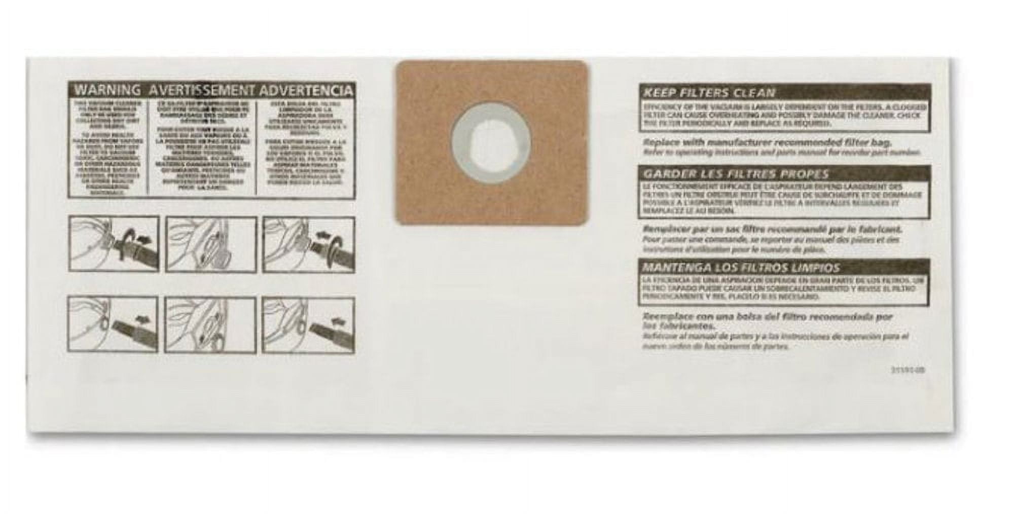 Shop Vac 2 To 2.5 Gallon Disposable Filter Bag