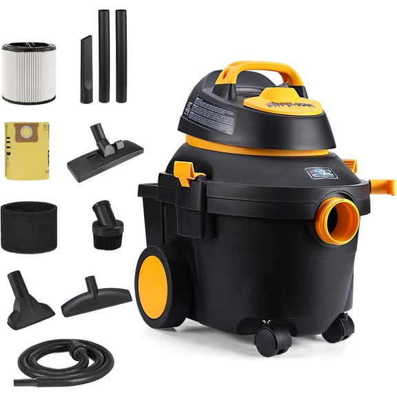 Shop-Vac 4 Gallon 5.5 Peak HP Wet/Dry Utility Vacuum with SVX2 Motor Technology, 3 in 1 Function Portable Shop Vacuum with Cart, Attachments, 5914000