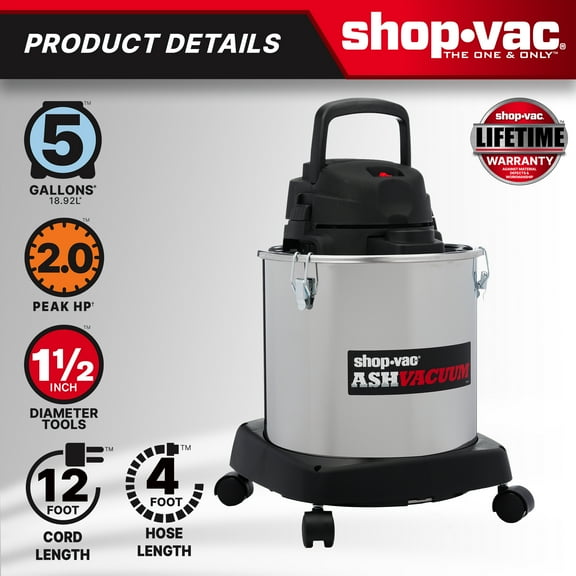 Shop-Vac 5 Gallon 2.0PHP Stainless Steel Ash Vac w/ Dolly