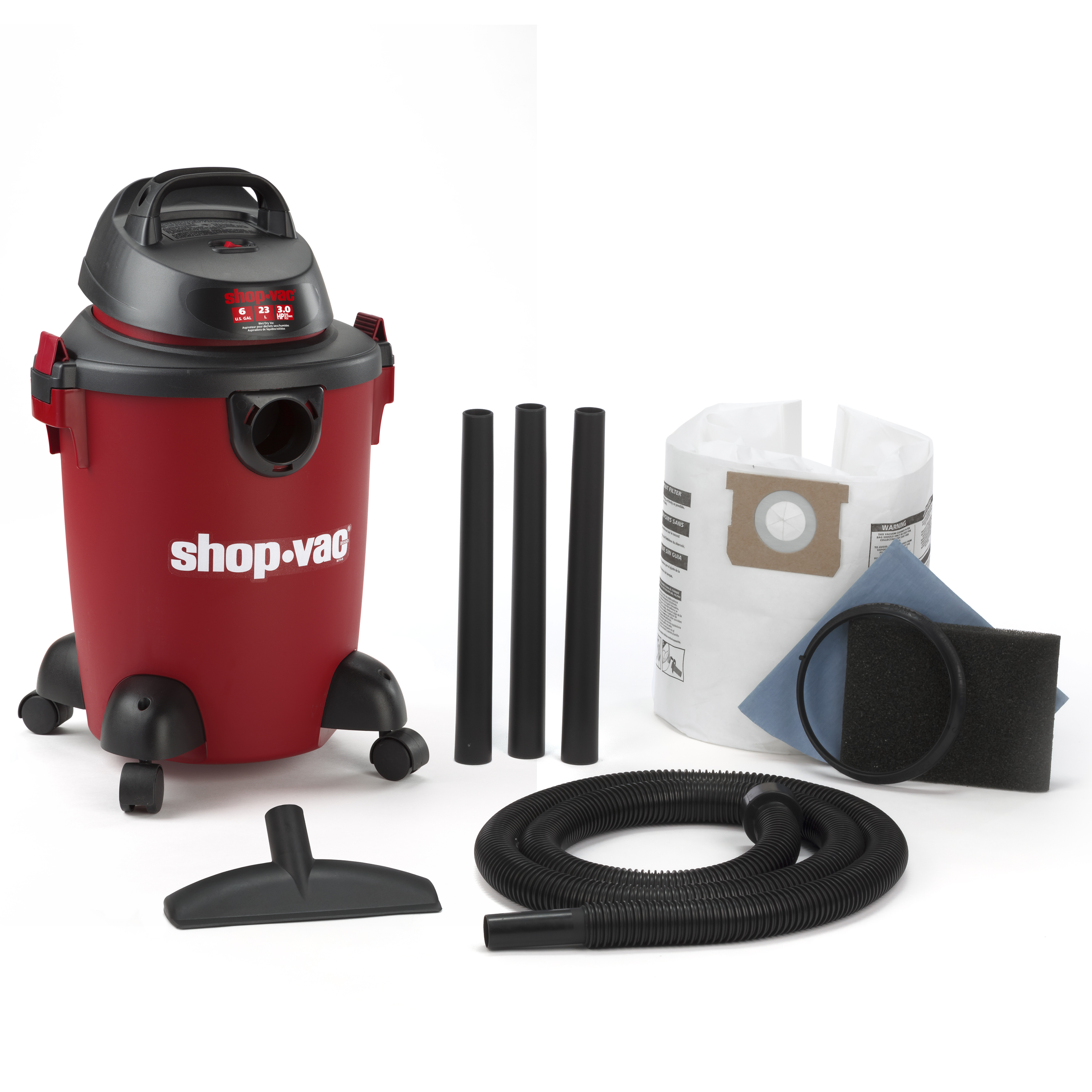 Shop-Vac 6 Gallon 3.0 Peak HP Wet / Dry Vacuum with Accessories and Casters - image 1 of 8
