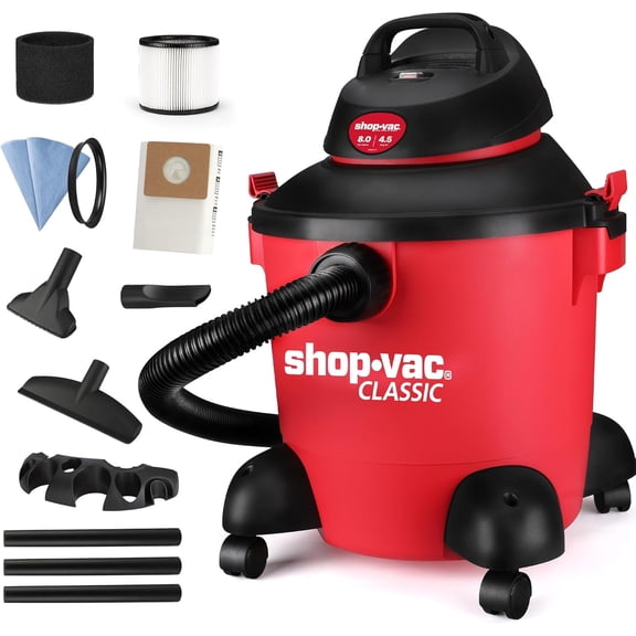 Shop-Vac 8 Gallon 4.5-Peak HP Wet/Dry Vacuum, 3 in 1 Function with Filter, Hose and Accessories, Ideal for Jobsite, Garage, Car & Workshop. 5971836