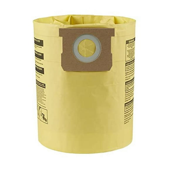 Shop-Vac 9067133, High-Efficiency Disposable Collection Filter Bags, Fits 5-8 Gallon Tanks, (2-Pack) , Yellow
