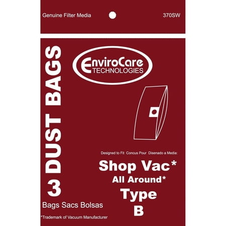 EnviroCare Replacement Vacuum Cleaner Dust Bag Compatible with Shop Vac Type B All Around 3 Pack price history and forecast - Shop-Vac 370SW