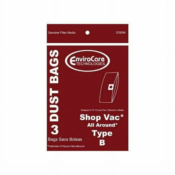 Shop Vac All Around Type B Vacuum Bags 370SW (1 Pack 3 Bags)