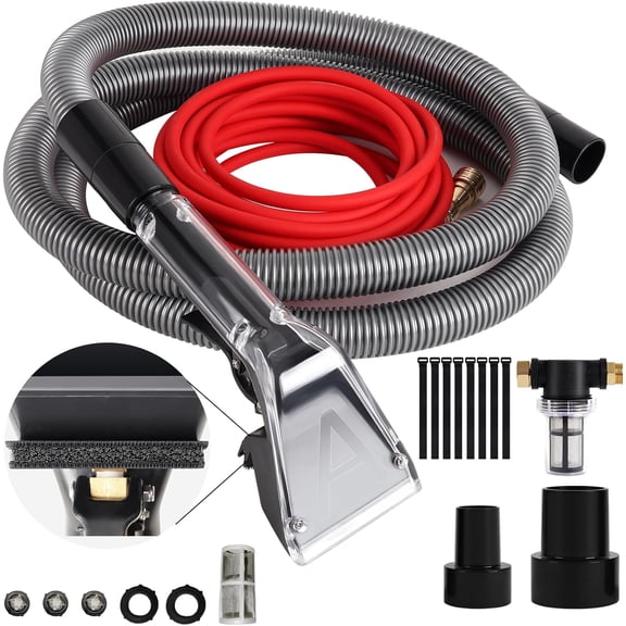 Shop Vac Carpet Cleaner Hose Kit with 25 ft Water Line, 10 ft Vacuum Hose & Adapter, Universal Vacuum Attachment for Carpet Cleaning