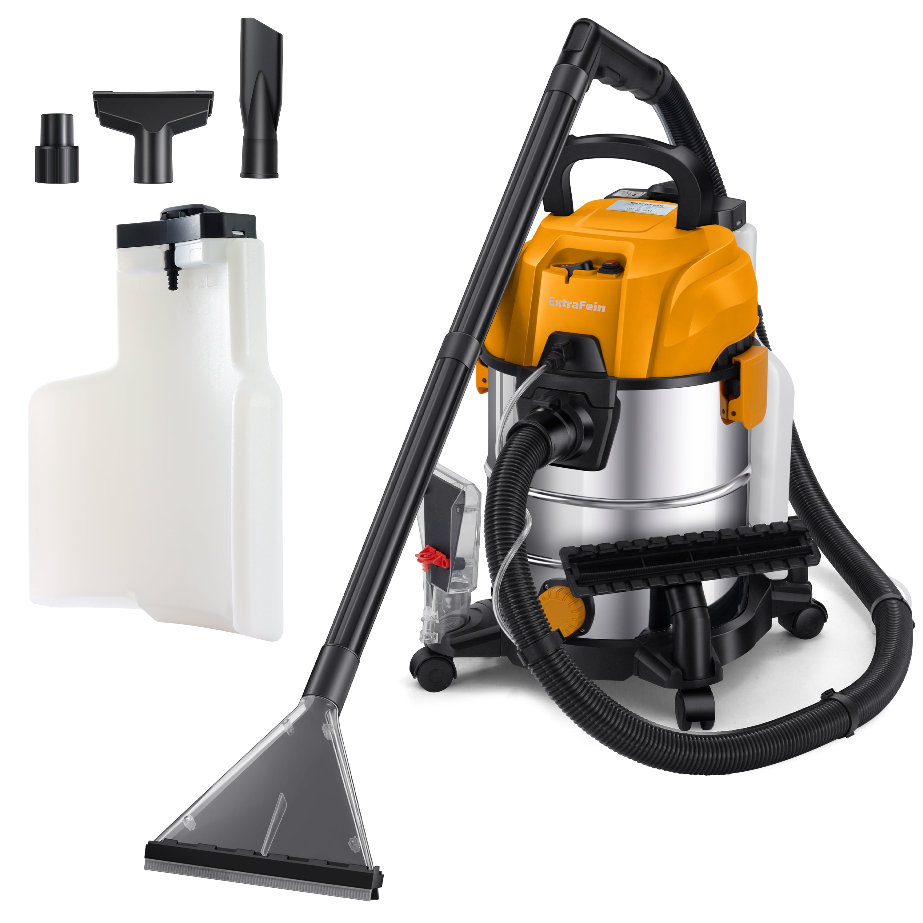 Shop Vacuum Wet and Dry, 6 Gallon 5.5 Peak HP, 3 in 1 Wet/Dry/Upholstery Shop Vac Carpet Extractor For Car Detailing, Stainless Steel Wet Dry Vacuum Cleaner for Carpet and Hard Floor