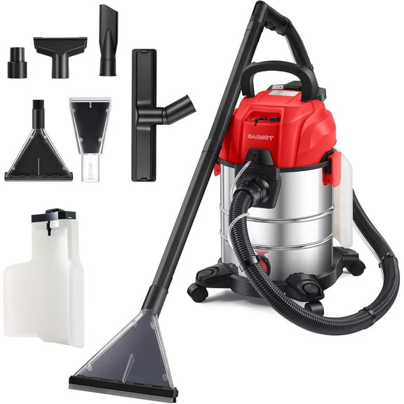 Shop Vacuum Wet and Dry, 6 Gallon, 5.5 Peak HP Power Suction, 3 in 1 Stainless Steel Shop Vac with 4.5L Upholstery Shampoo Tank, Water Vacuum Cleaner Carpet Extractor