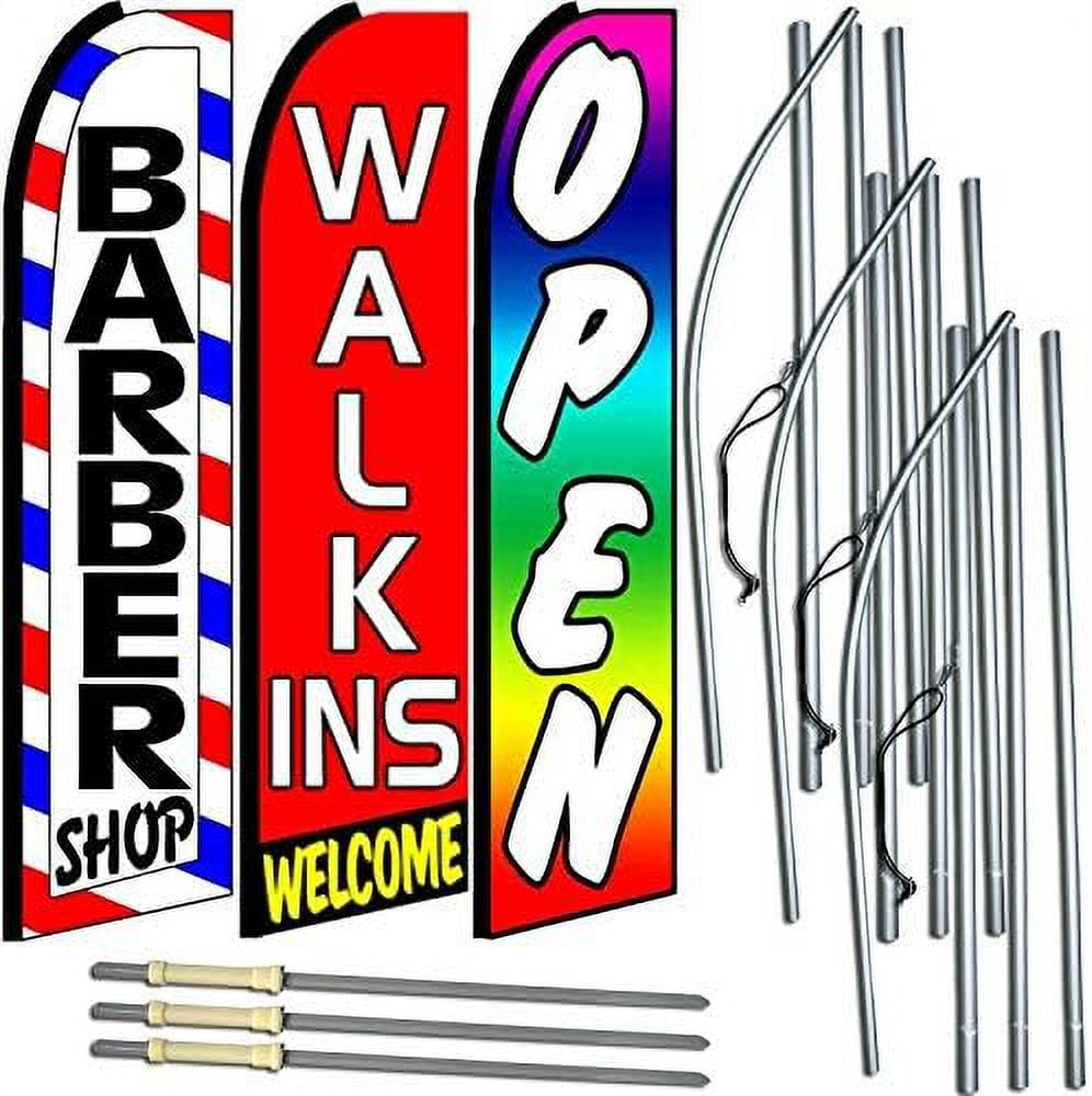 Shop/Walk Ins 3 Pack Of Extra Wide Swooper Feather Flag