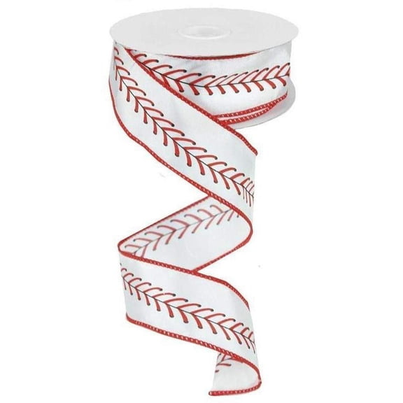 Craig Bachman 1.5 Inch Baseball Stitching Wired Edge Ribbon, 10 Yards