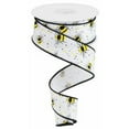 thumbnail image 1 of Craig Bachman 1.5 Inch Bumble Bee On Diagonal Weave Ribbon, White, 1 of 4