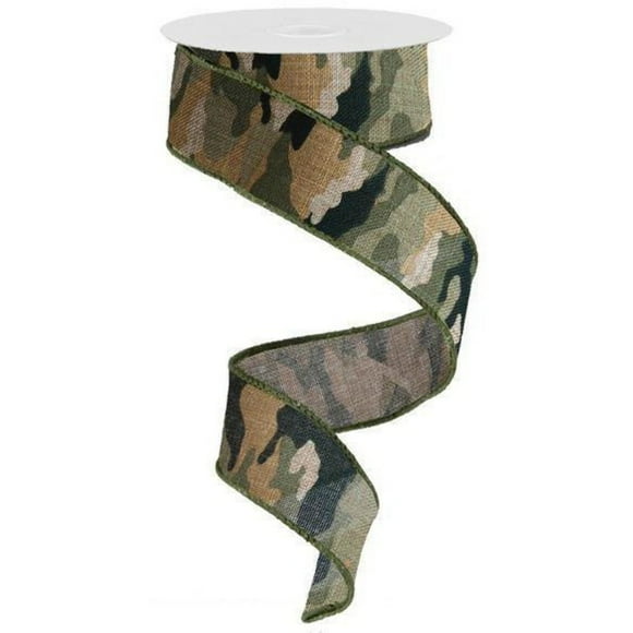 1.5" Camouflage on Royal Ribbon: Camo (10 Yards)