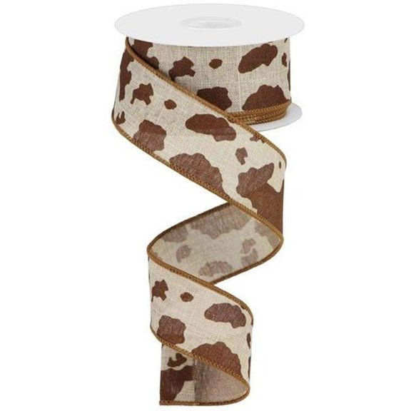 1.5" Cowhide Print Ribbon: Natural Brown (10 Yards)