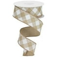thumbnail image 1 of 1.5" Diagonal Check On Royal Ribbon: Tan  White (10 Yards), 1 of 3
