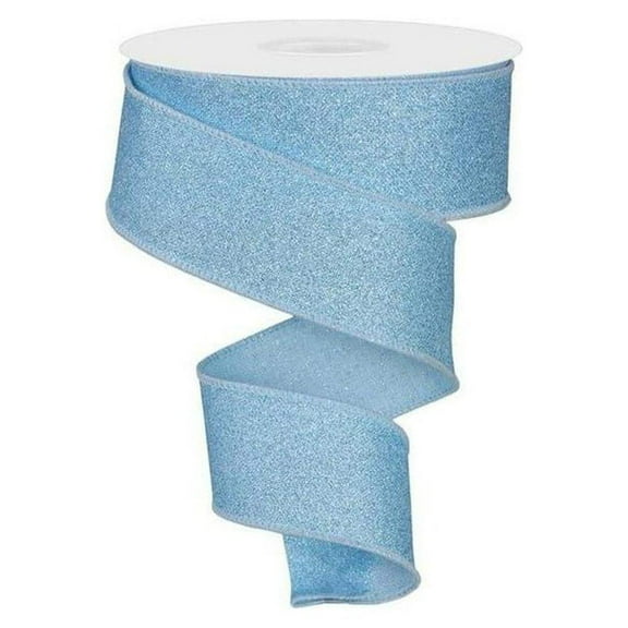 1.5" Fine Glitter On Royal Ribbon: Pale Blue (10 Yards)