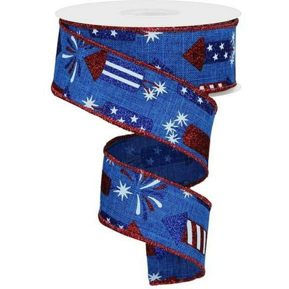 1.5" Firecrackers Ribbon: Royal Blue (10 Yards)