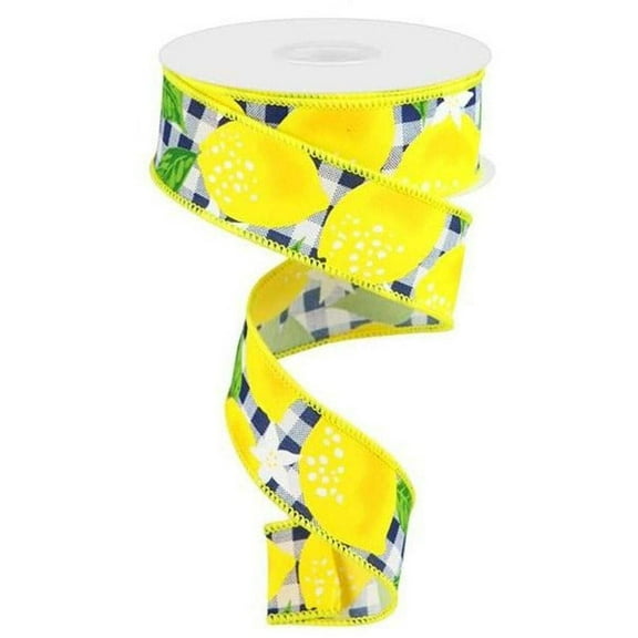 1.5" Lemon Check on Royal Ribbon: Black White (10 Yards)