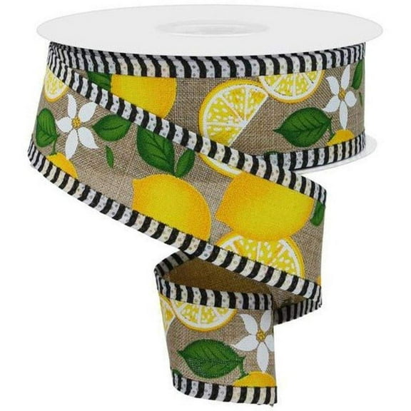 1.5" Lemon Thin Stripes Ribbon: Lt Beige (10 Yards)