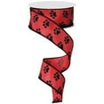thumbnail image 1 of 1.5" Satin Paw Print Ribbon: Red  Black (10 Yards), 1 of 4