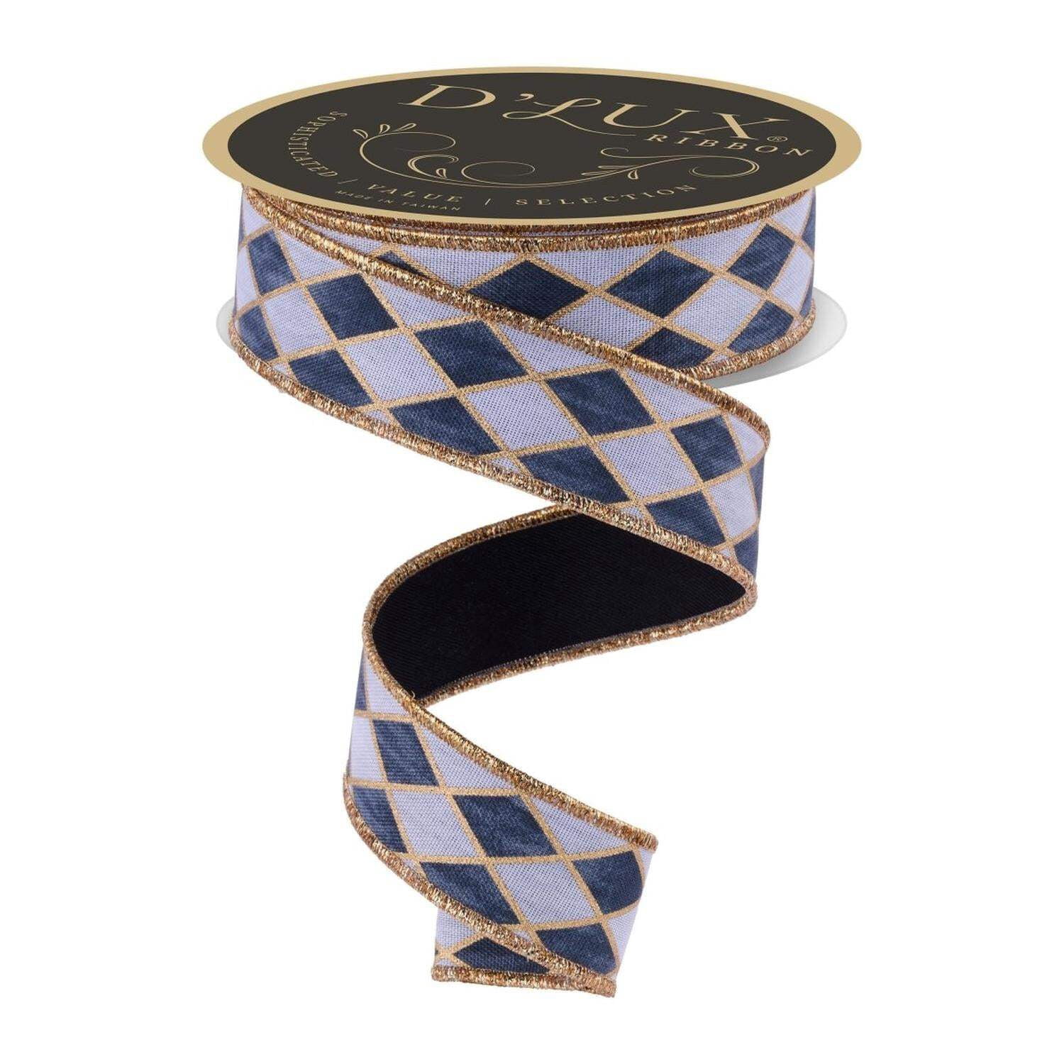 1.5 in Antique Harlequin Fused Ribbon: Black (10 Yards)