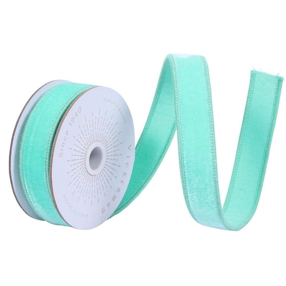 1" Velvet Luster Wired Ribbon: Sea Foam (10 Yards)