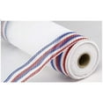 thumbnail image 1 of 10.5" Border Stripe Faux Jute Mesh Ribbon: White/Red/Blue (10 Yards)a, 1 of 2