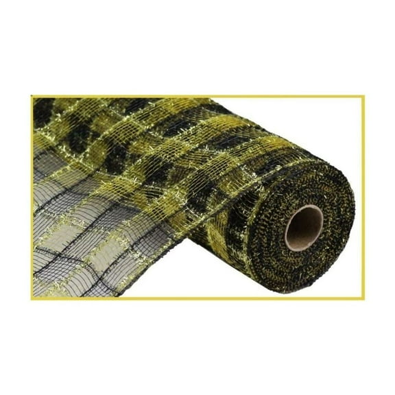 10.5" Poly Deco Tinsel Mesh Ribbon: Black Gold (10 Yards)