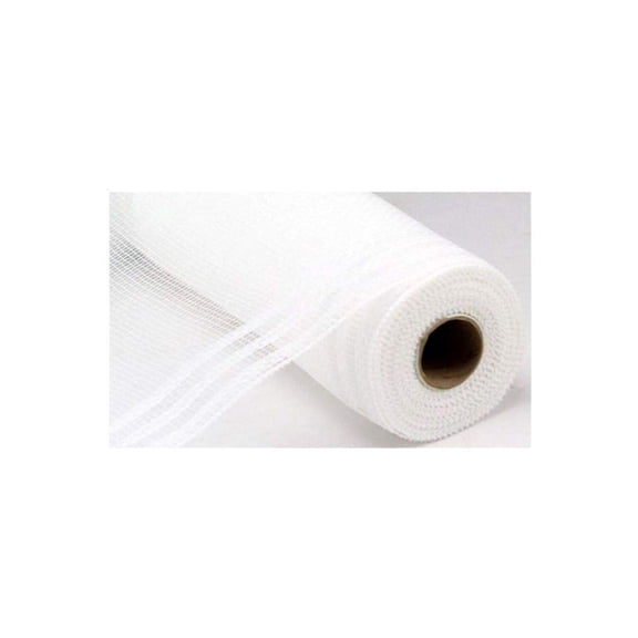10" Border Stripe Metallic Mesh Ribbon: White (10 Yards)