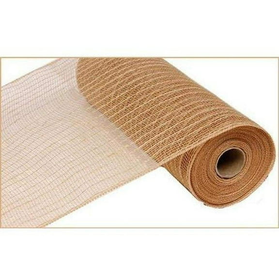 10" Burlap Poly Jute Mesh Ribbon Natural (10 Yards)