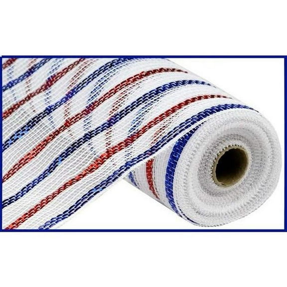 10 Cotton Poly Deco Mesh: Red/White/Blue (10 Yards)
