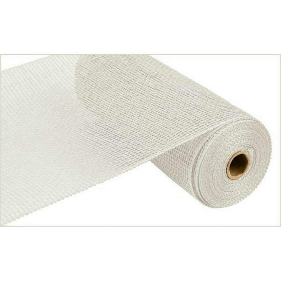 10" Poly Burlap Mesh Ribbon: White