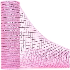 Wide Foil Deco Poly Mesh Ribbon, 10 Inches x 30 Feet Pink, Pink Foil