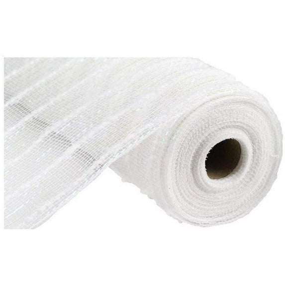 10" White Snowdrift Cotton Ball Mesh Ribbon