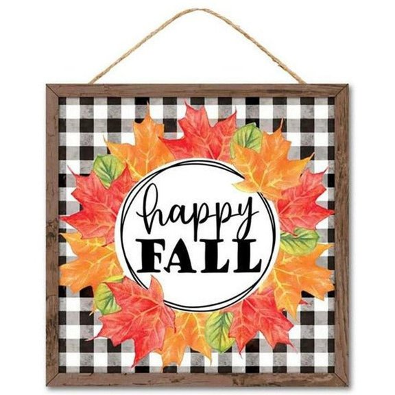 10" Wooden Sign: Happy Fall Leaf