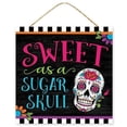thumbnail image 1 of 10" Wooden Sign: Sweet As A Sugar Skull, 1 of 2