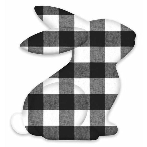 12" Metal Sitting Bunny: Black/White