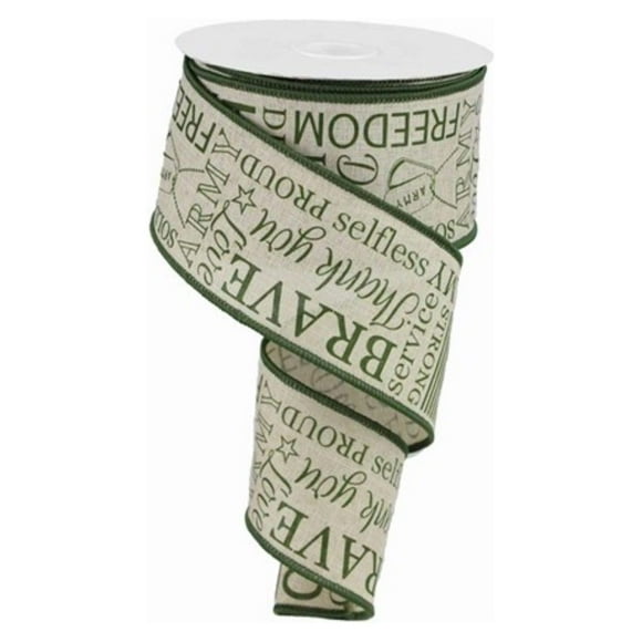 2.5" Army Ribbon: Army Green Natural (10 Yards)