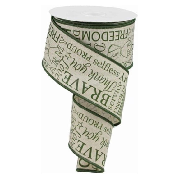 2.5" Army Ribbon: Army Green Natural (10 Yards)