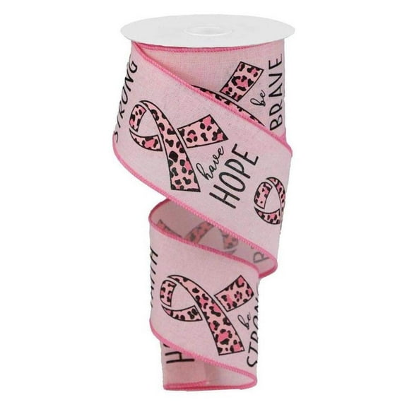 2.5" Breast Cancer Leopard Ribbon: Pale Pink (10 Yards)