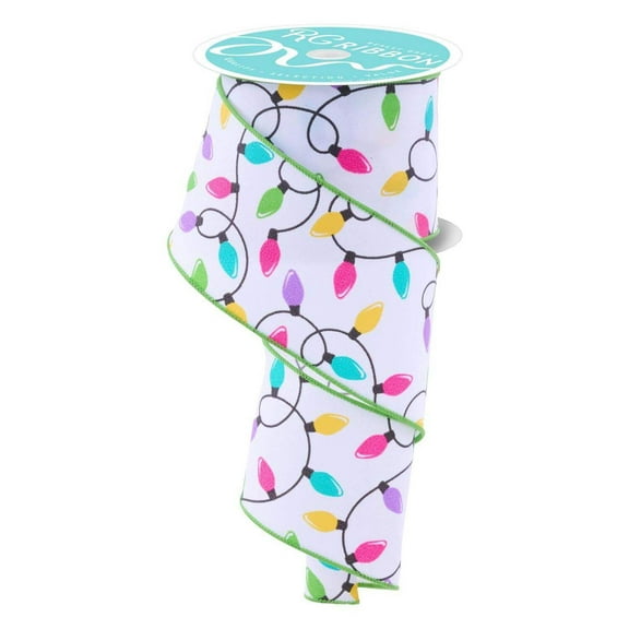 2.5" Christmas Lights Ribbon: Pastel (10 Yards)