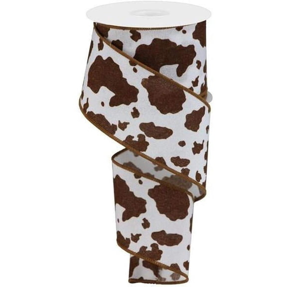 2.5" Cowhide Fuzzy Ribbon: Brown White (10 Yards)