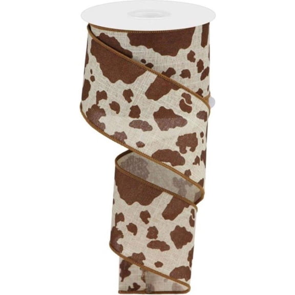 2.5" Cowhide Print Ribbon: Natural  Brown (10 Yards)
