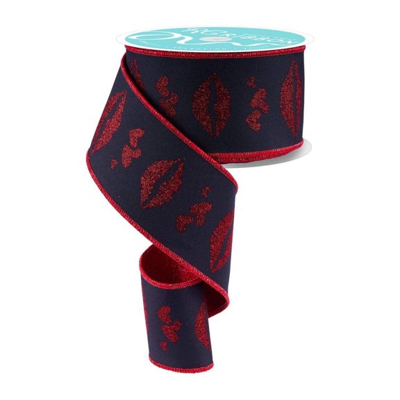 2.5" Double Layer Bold Lips Ribbon: Black/Red (10 Yards)