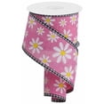 thumbnail image 1 of 2.5" Embroidered Daisy Check Ribbon: Pink (10 Yards), 1 of 1