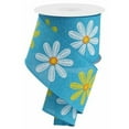 thumbnail image 1 of 2.5" Embroidered Daisy Ribbon: Turquoise (10 Yards), 1 of 3