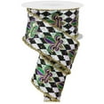 thumbnail image 1 of 2.5" Fleur De Lis Harlequin Tinsel Ribbon: Mardi Gras (10 Yards), 1 of 3