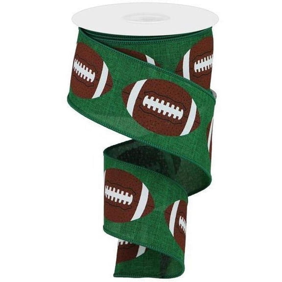2.5" Football Ribbon: Emerald Green 10 Yards - Sports Football Wired Edge Ribbon by Expressions RGA136906